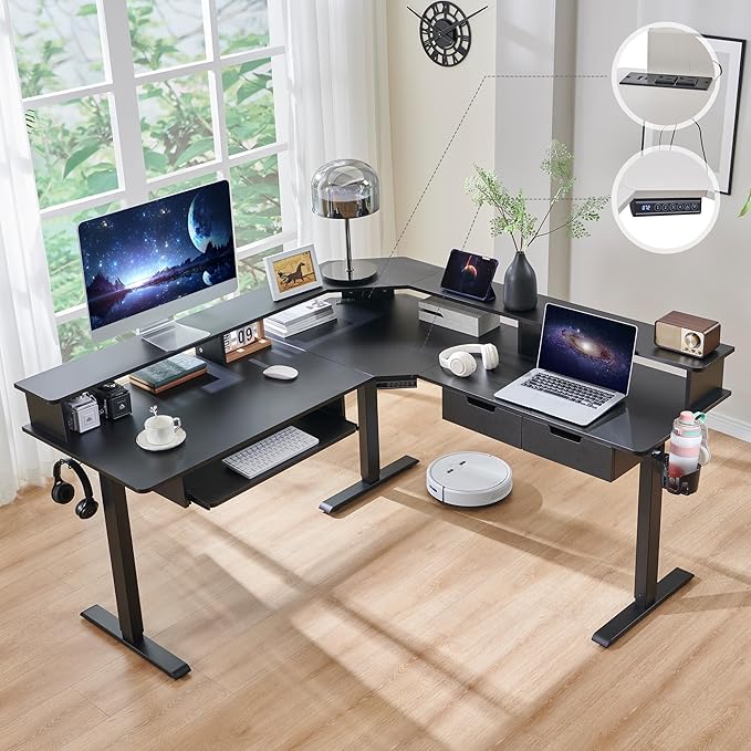 RedLemon 60 Inches L Shaped Electric Standing Desk, Height Adjustable Corner by REDLEMON