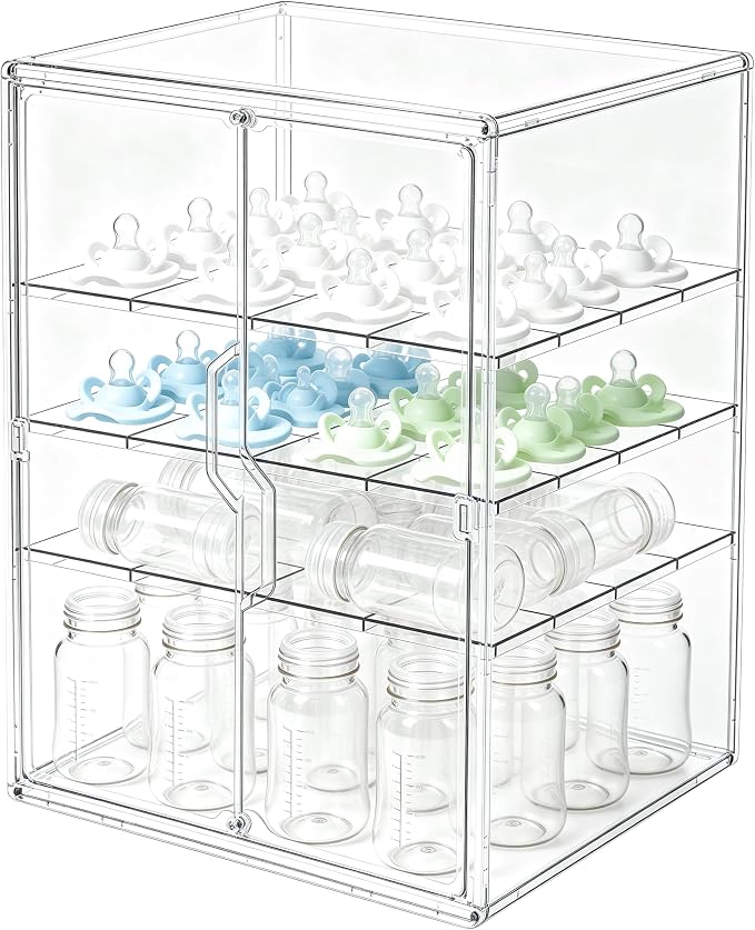 Baby Bottle Organizer, 4-Tier Large Capacity Bottle Storage by RISICULIS