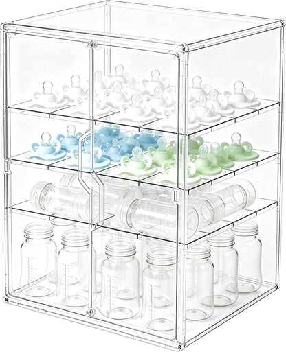 Baby Bottle Organizer, 4-Tier Large Capacity Bottle Storage by RISICULIS