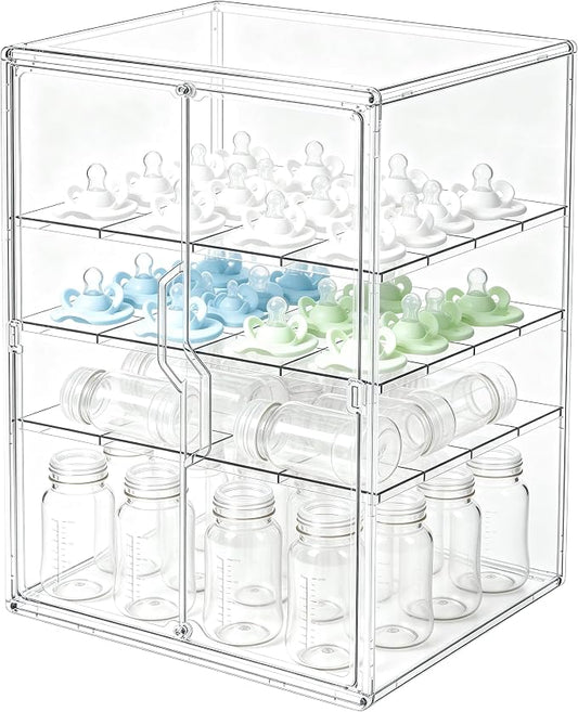 Baby Bottle Organizer, 4-Tier Large Capacity Bottle Storage by RISICULIS