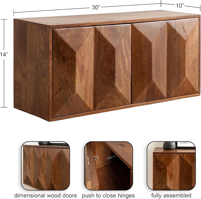 Kate and Laurel Ranier Modern Wooden Two-Door Wall Cabinet, Walnut Brown - Image 3