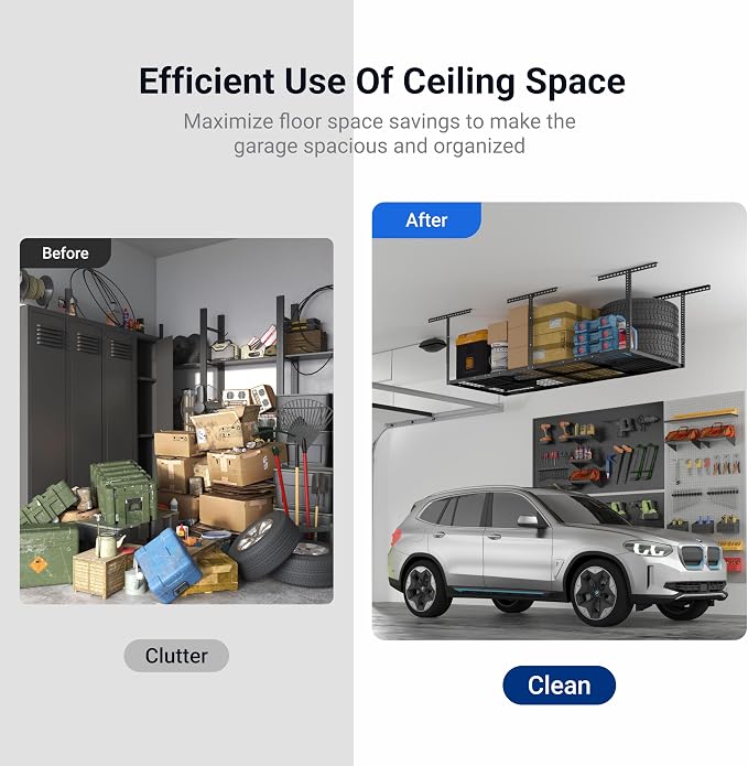 FLEXIMOUNTS 3x8 Overhead Garage Ceiling Storage Rack, Adjustable Garage - Image 6