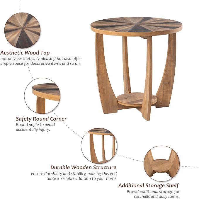 COZAYH Rustic Farmhouse End Table - Image 4