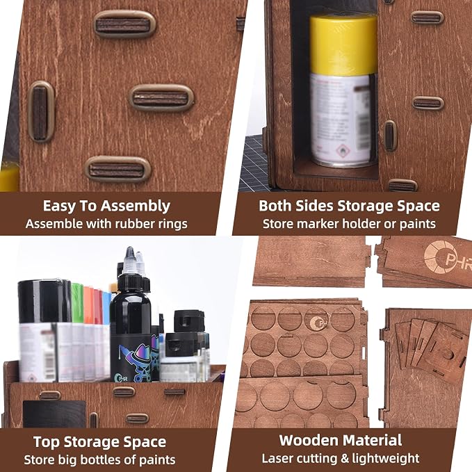 Paint Organizer Rack, Wooden Paint Holder - Image 6