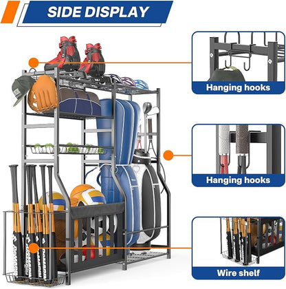 Garage Sports Equipment Organizer, Strong Load Bearing Golf Bag Organizer - Image 5