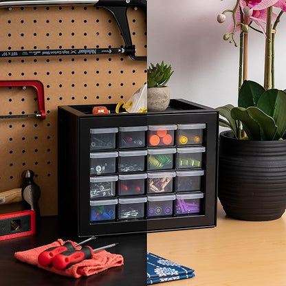 IRIS USA 16-Drawer Small Drawer Organizer, Garage Desk Storage, Stackable - Image 6