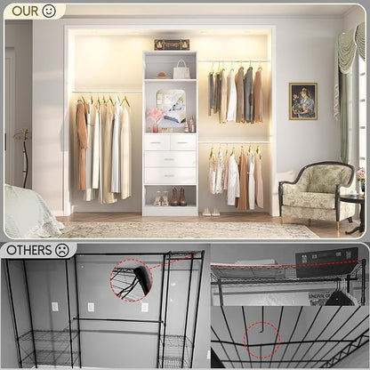 Unikito 8FT Closet System with Mirror and 3 Extendable Hanging Rods, Sturdy - Image 6