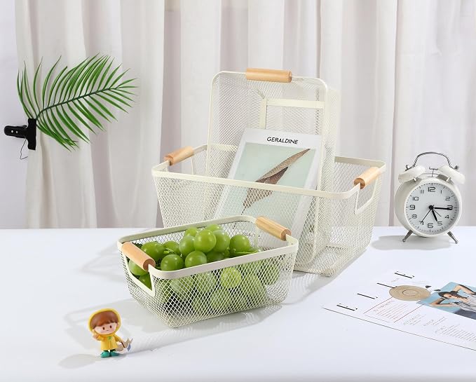 AJIODA 2Pack Metal Mesh Steel Basket, Small Wire Storage Organizer Basket - Image 6