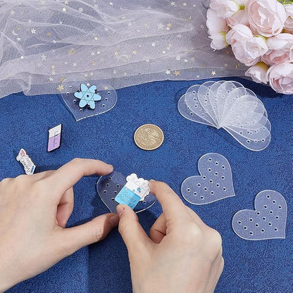 GOMAKERER 30 Pcs Clear Acrylic Earring Display Cards, 16 Holes Heart Shape - Image 3