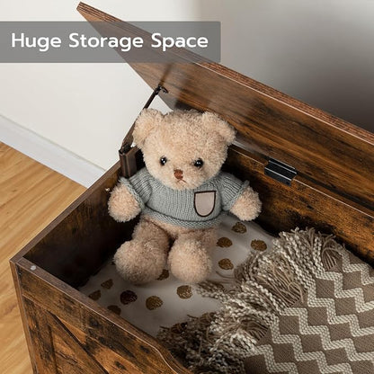 HOOBRO Storage Bench, 39.4” Retro Wooden Storage Chest - Image 9