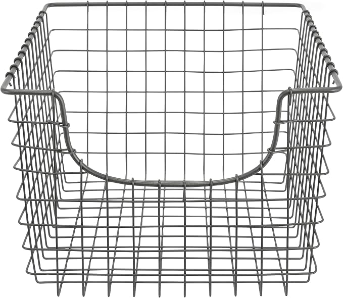 Spectrum Wire Scoop Basket Storage Bin Industrial Gray Nesting Metal Baskets - Image 2