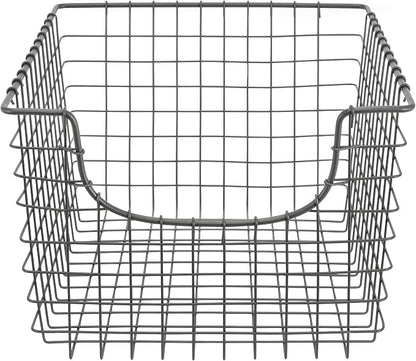 Spectrum Wire Scoop Basket Storage Bin Industrial Gray Nesting Metal Baskets - Image 2