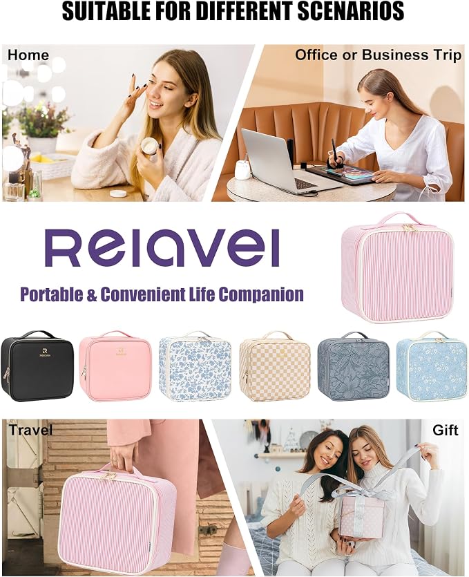 Relavel Travel Makeup Bag With LED Mirror, Portable Cosmetic Bag Organizer with - Image 8