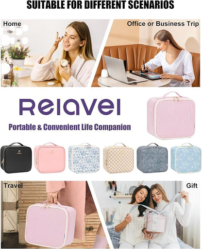 Relavel Travel Makeup Bag With LED Mirror, Portable Cosmetic Bag Organizer with - Image 8