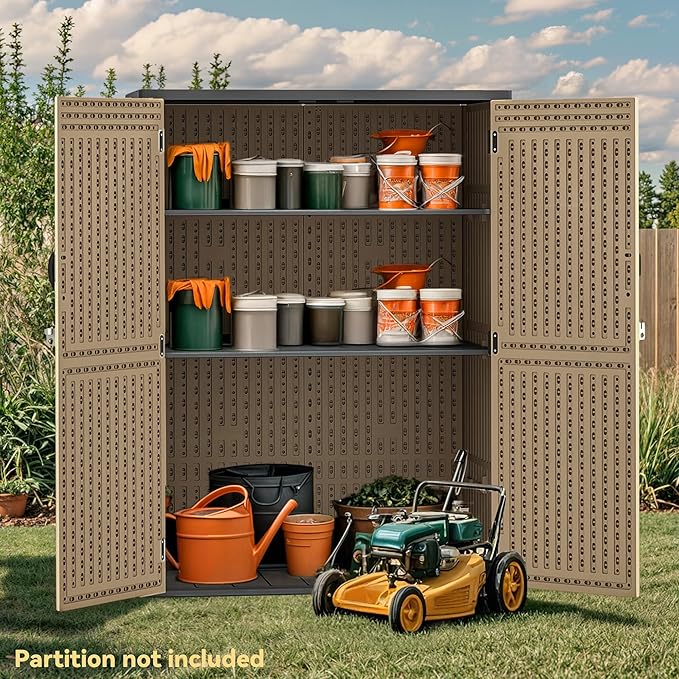 DWVO 59 Cu. Ft. Vertical Storage Shed, Weatherproof Outdoor Tall Cabinet - Image 2