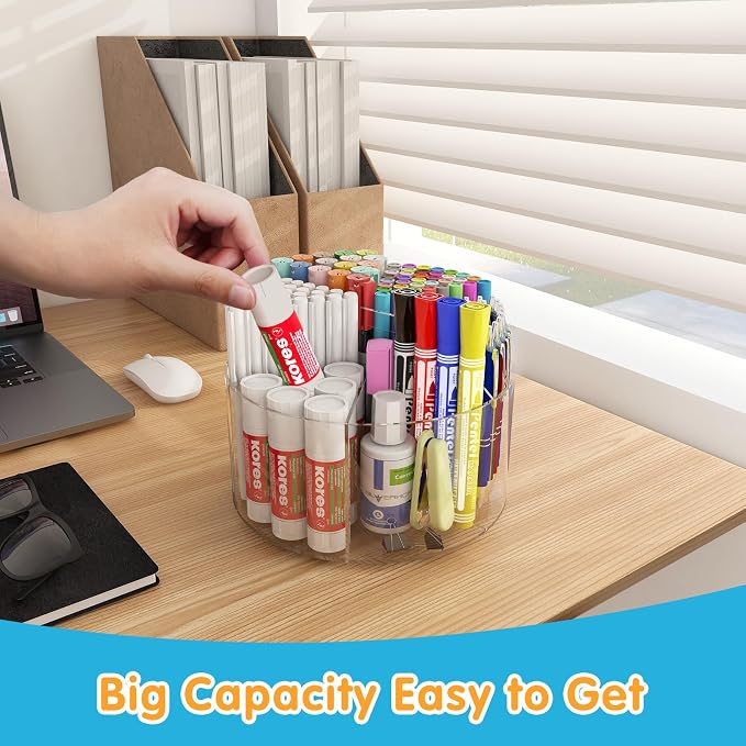 Acrylic Pen Holder, 360 Degree Rotating Pen Organizer, Rotating Desk Acrylic - Image 9