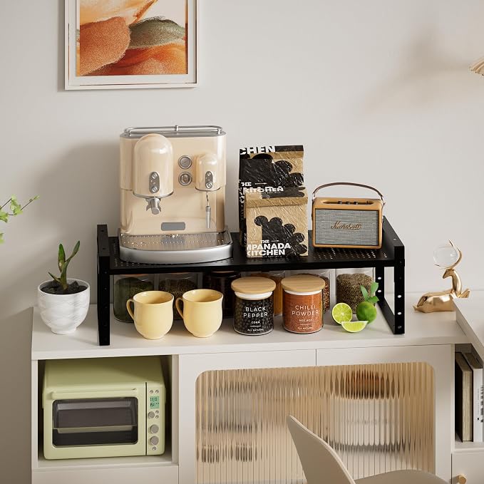Expandable, Adjustable & Stackable Spice Rack, Cabinet Kitchen Countertop Shelf - Image 2