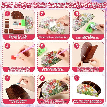 Novabright 3 Pcs Stained Glass Flower Diamond Art Organizer Storage Boxes DIY - Image 4