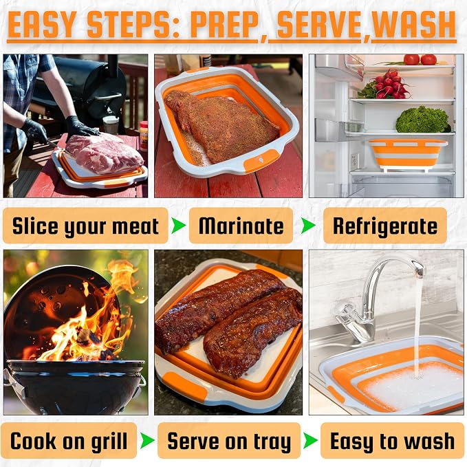 MAYALEAD BBQ Prep Tub with 2 Pcs Meat Shredder Claws, Collapsible Cutting Board - Image 7