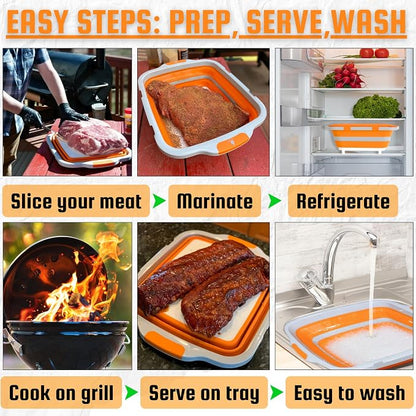 MAYALEAD BBQ Prep Tub with 2 Pcs Meat Shredder Claws, Collapsible Cutting Board - Image 7