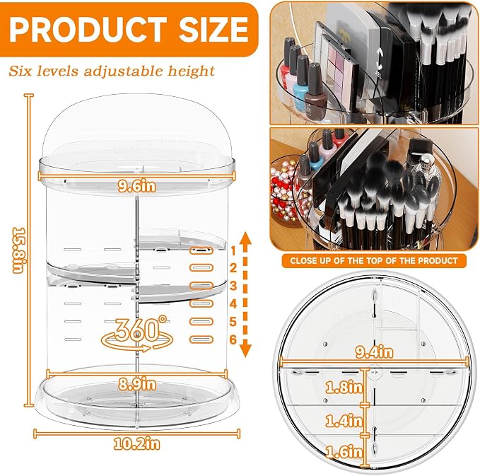 Yieach 360 Rotating Makeup Organizer - Image 3
