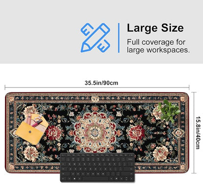 Vintage Persian Carpet Mouse Pad – Large Extended Desk Mat 35.43 x 15.75 in – - Image 3