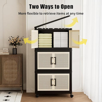 Stackable Storage Bins with Lids, Collapsible Plastic Storage Box Closet - Image 4