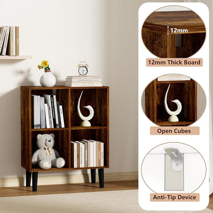 4 Cube Bookcase, Wooden Book Shelf Cube Storage Organizer - Image 4