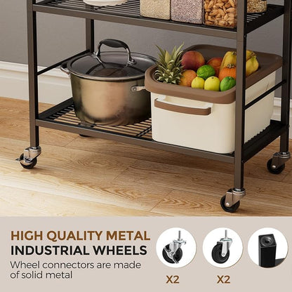 3-Tier Metal Storage Rack with Industrial Wheels, Mesh Shelving Unit with - Image 5