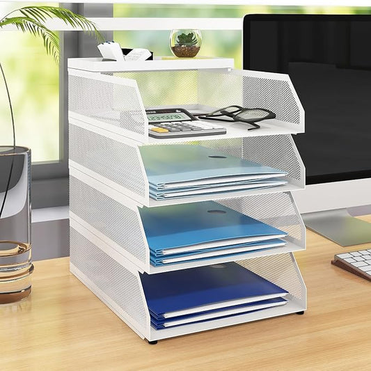 Natwind 4-Tier Stackable Metal Mesh Desk Paper Tray Organizer, Letter Tray by Natwind