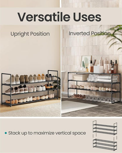 SONGMICS Shoe Rack, 3-Tier Shoe Organizer, Metal Storage Shelf, Upright or - Image 4