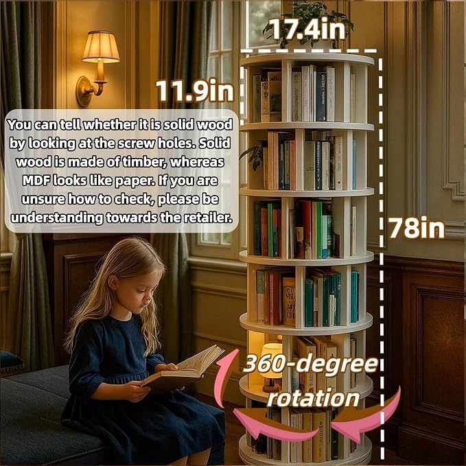 Solid Wood Revolving Bookcase - Image 5