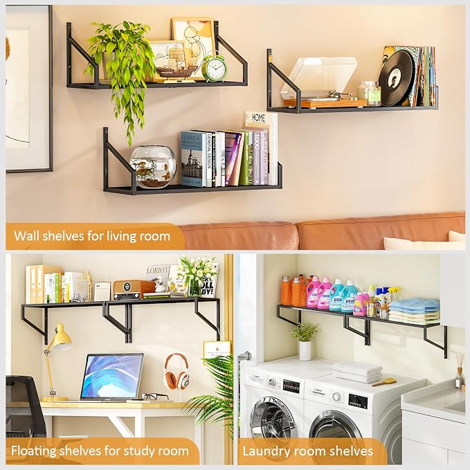 ThreeHio 3 Pack Garage Wall Shelving, Heavy Duty Garage Shelves Wall Mount - Image 6