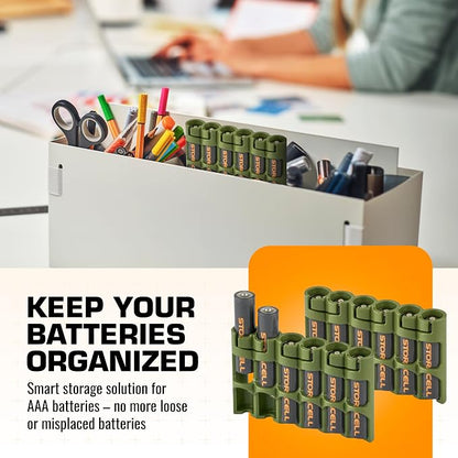 Storacell Slimline AAA-6 Battery Storage Caddy and Dispenser, Military Green - Image 2