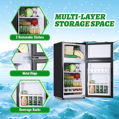 2.4 Cu.ft Mini Fridge with Top Freezer Apartment Size Dual Door Compact - Image 6