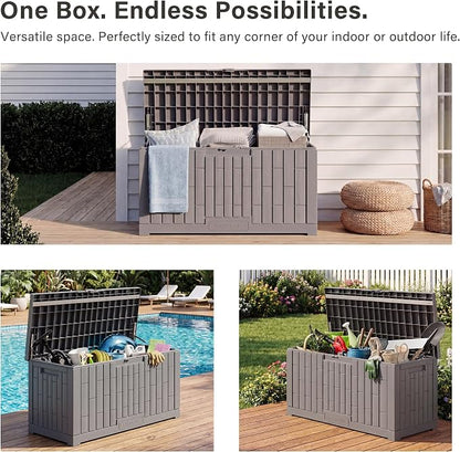 EAST OAK Outdoor Storage Box, 80 Gallon Deck Box, Waterproof Resin Storage Bin - Image 6