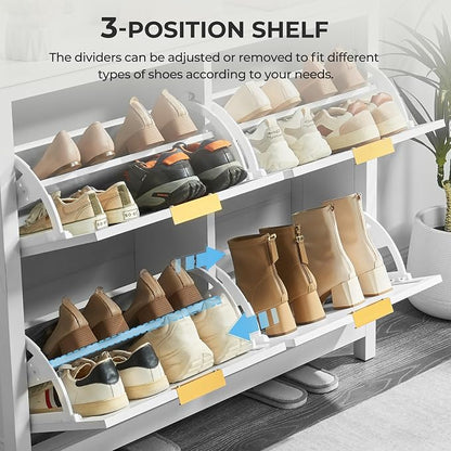 Shoe Cabinet with 4 Flip Drawers, Narrow Entryway Rack, Freestanding, - Image 7