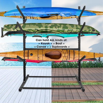 Adjustable Kayak Storage Rack, Freestanding Sup Storage Stand, Weatherproof - Image 6
