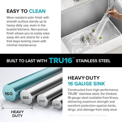 Kraus KHU101-24L Standart PRO 24-inch Undermount 16 Gauge Single Bowl Laundry - Image 10