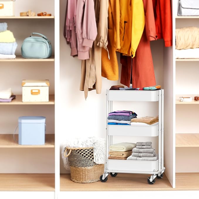 Simple Houseware 3-Tier Compact Utility Rolling Cart, Low 24” Height Fits Under - Image 7
