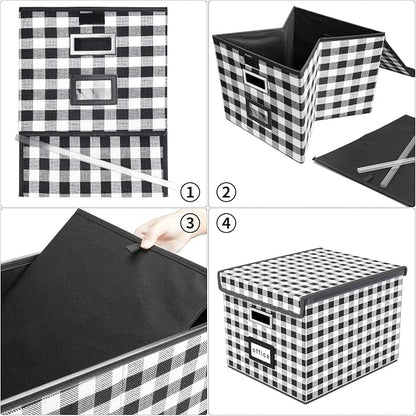 File Organizer Box with Lids, Collapsible File Folder Organizer | File Box with - Image 6