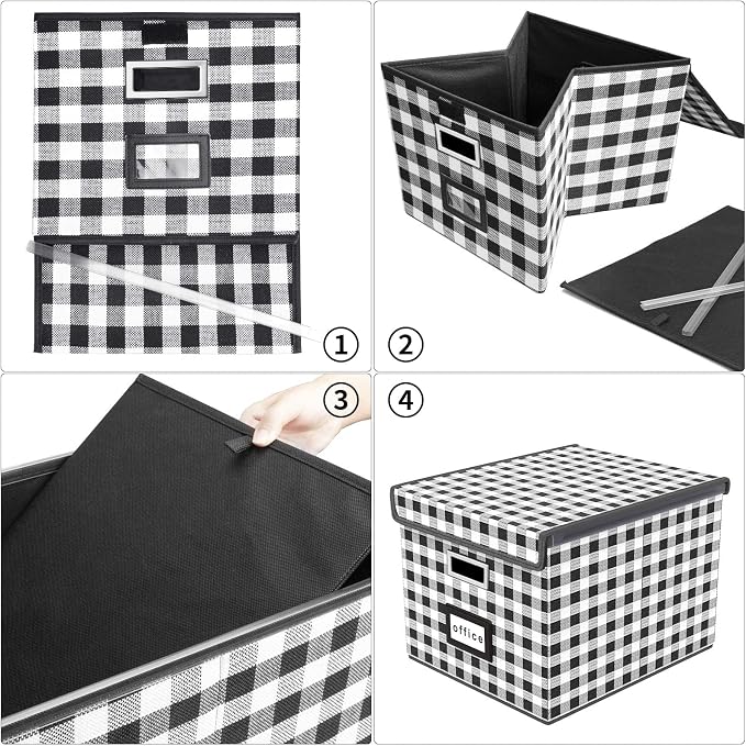 File Organizer Box with Lids, Collapsible File Folder Organizer | File Box with - Image 5