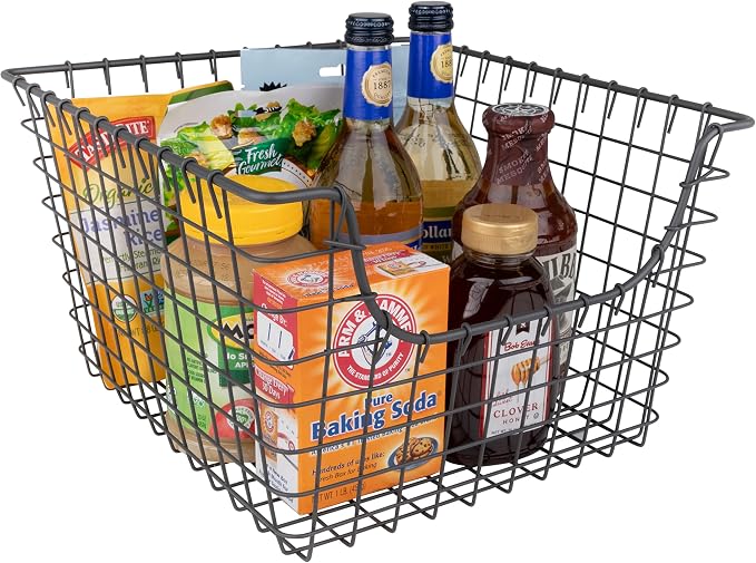 Spectrum Wire Scoop Basket Storage Bin Industrial Gray Nesting Metal Baskets - Image 4