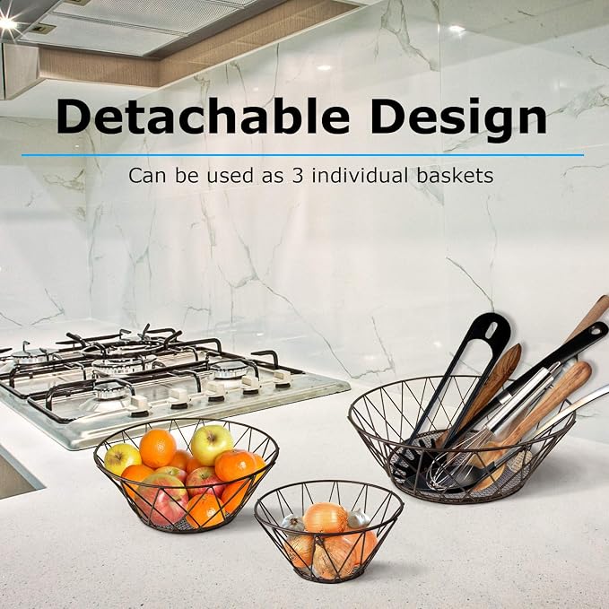 Heavy Duty - 3 Tier Hanging Kitchen Bronze Fruit Basket - Image 4