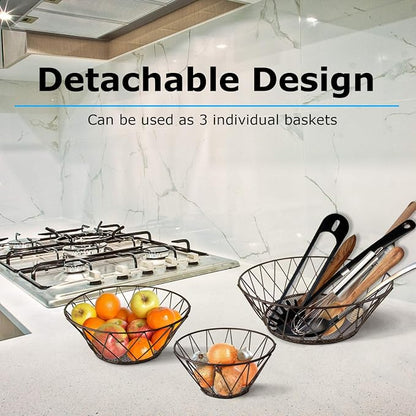 Heavy Duty - 3 Tier Hanging Kitchen Bronze Fruit Basket - Image 4