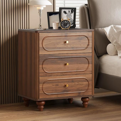 3 Drawer Fluted Dresser for Bedroom Set of 2, Mid Century Modern Chest of - Image 6