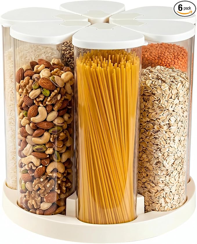 6 Grids 360° Rotating Cereal Dispenser Countertop by UHAPEER