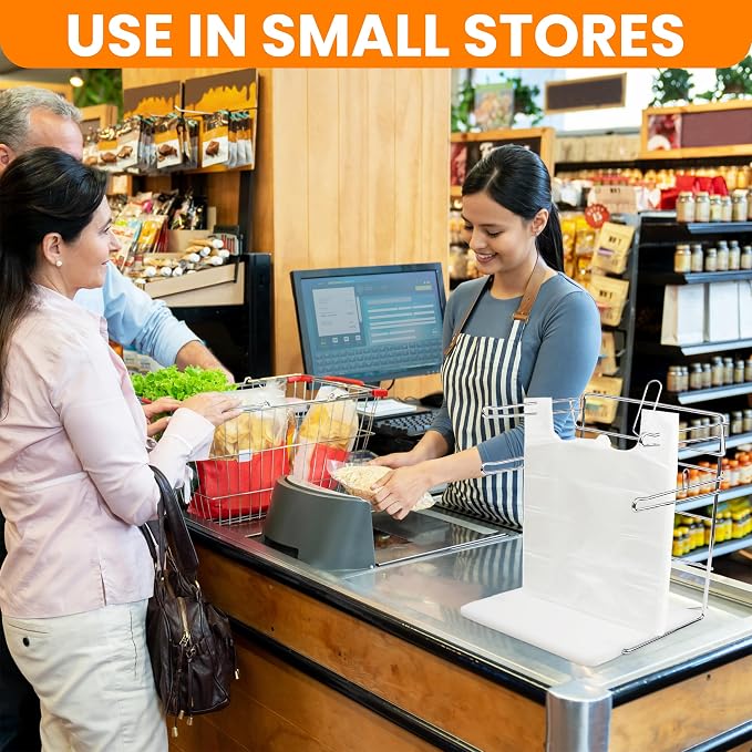 Bag Holder Stand for Plastic Bags – 15.7”Wx12.4”Dx12.4”H Metal Grocery Sack - Image 5