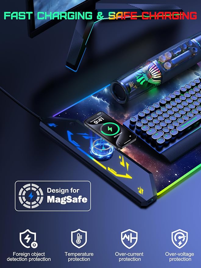 TopMade Wireless Charging Mouse Pad, RGB Gaming Mousepad, 35.4" x 15.8" Extra - Image 2