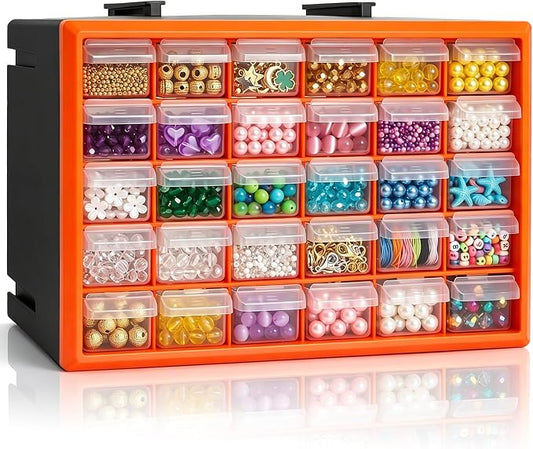 Goaste 30 Drawer Plastic Drawer Storage Cabinet, Stackable Wall Mount Small by Goaste